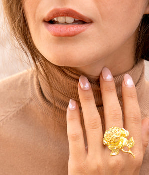 Katerina Psoma Rose Gold Plated brass Ring rose flower