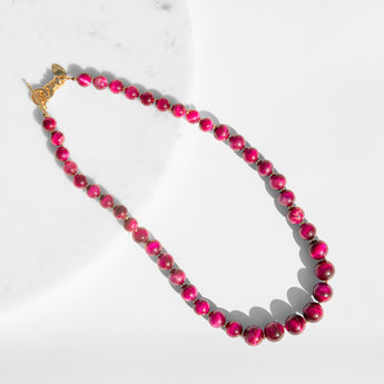 Katerina Psoma Fuchsia Bead Necklace gold plated closure