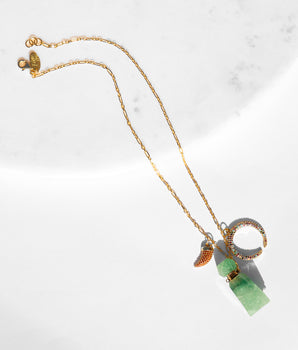 Katerina psoma Short Necklace with Green Agate
