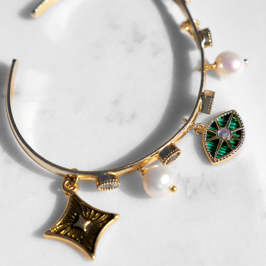 Katerina Psoma Charm Bracelet with pearls, charms and crystals