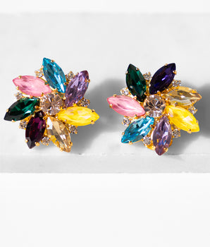 Katerina Psoma Alice Multicolour Crystal Clip Earrings