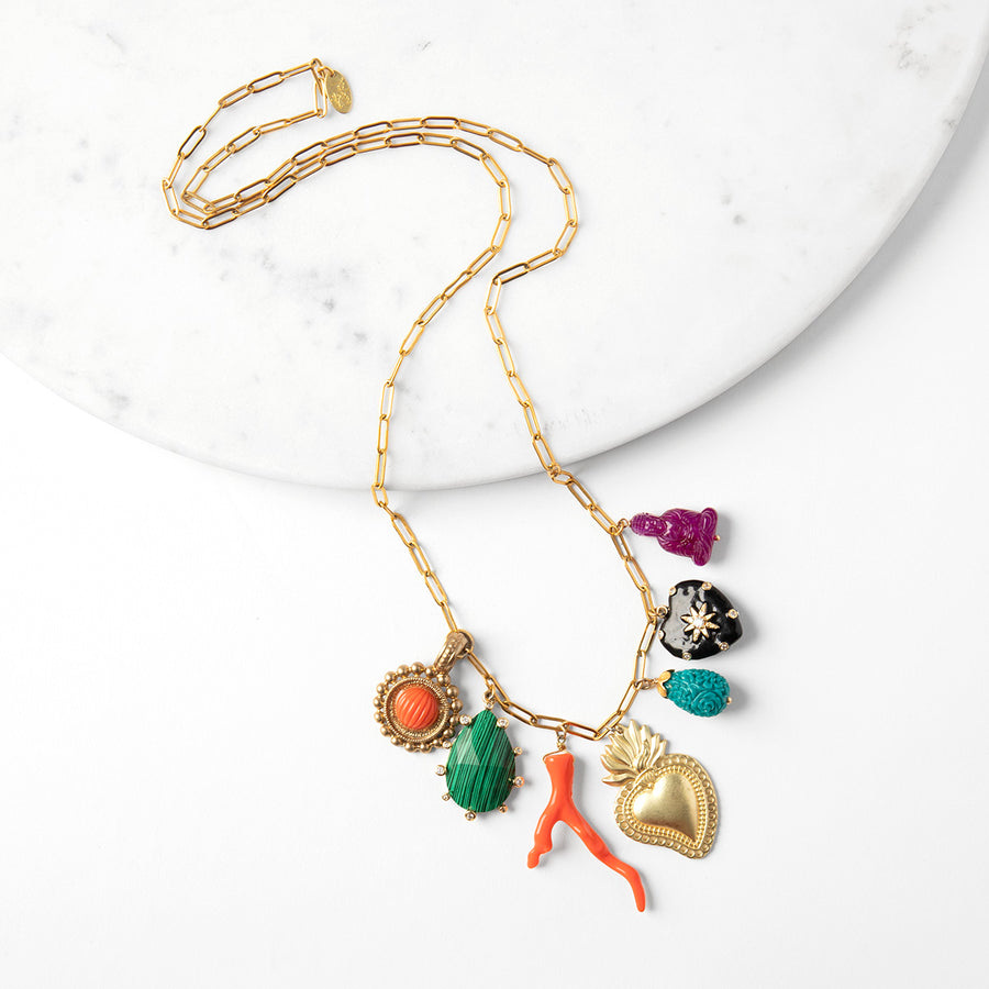 Katerina Psoma Long Necklace with Charms multicolor