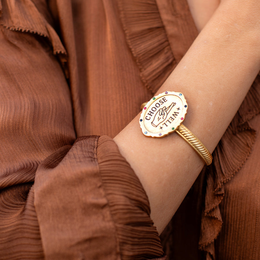 Katerina Psoma gold plated charm cuff bracelet choose well brass