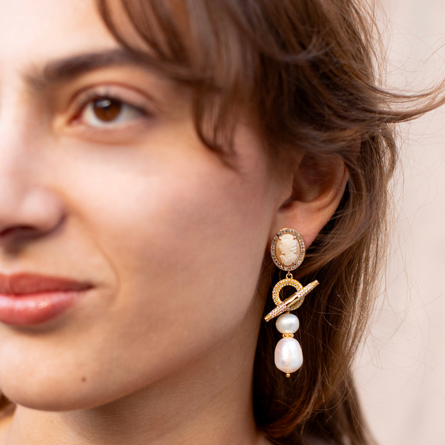 Katerina Psoma Margherite Earrings with Pearls