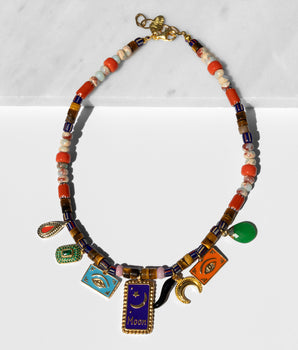 Katerina Psoma Agg Blue Necklace with Charms