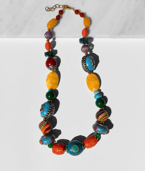 Katerina Psoma Multicolour mid height necklace semiprecious stones bohemian