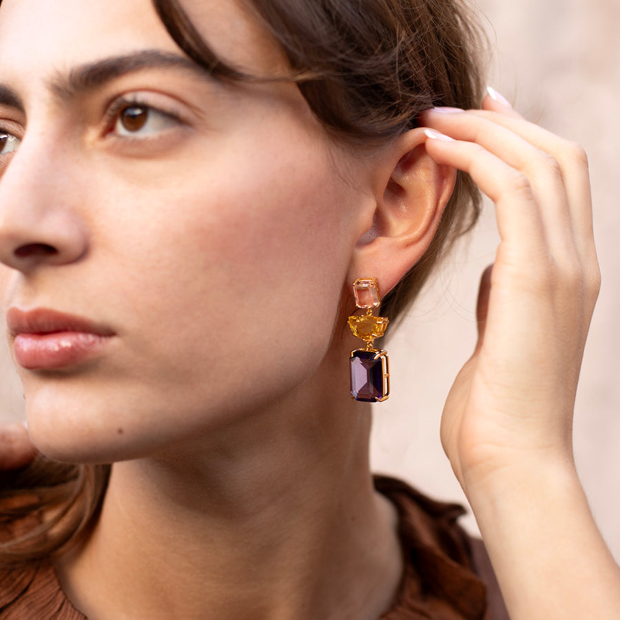 Katerina Psoma Luciana Purple Crystal Dangles