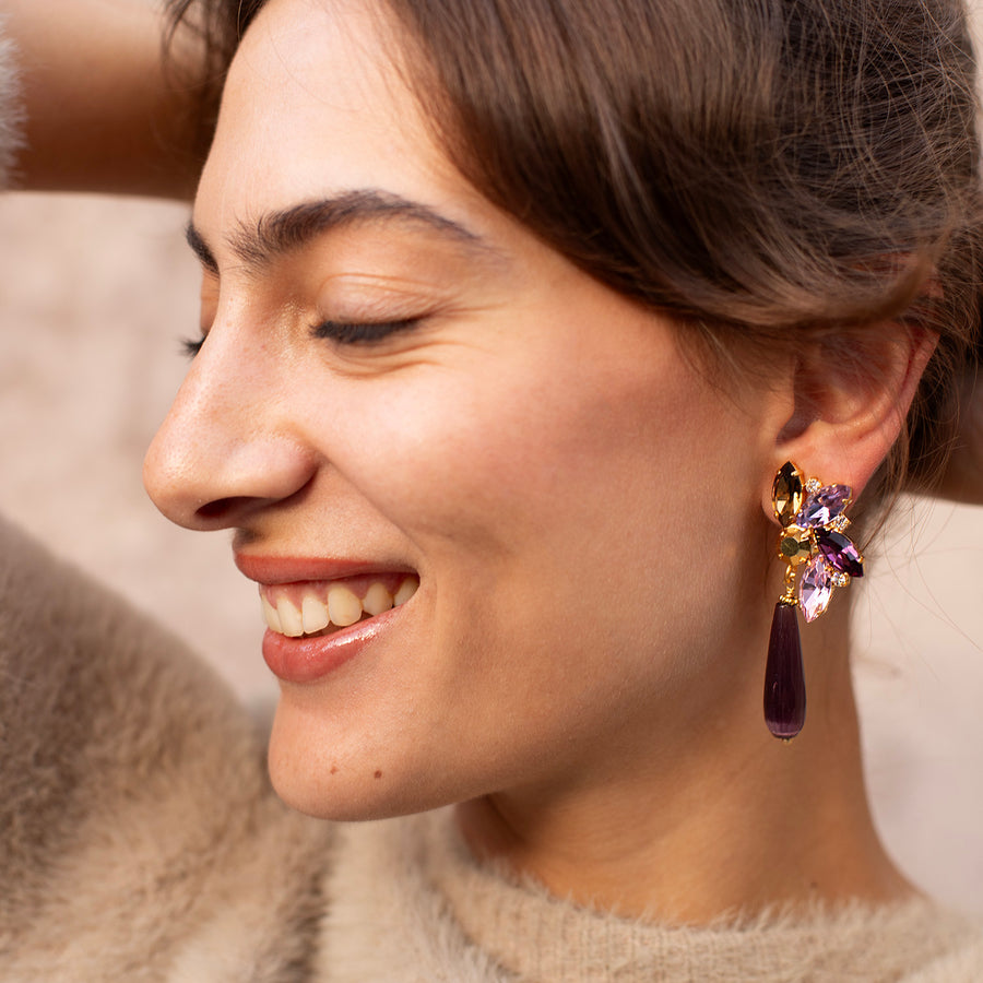 Alice Purple Earrings with Drops