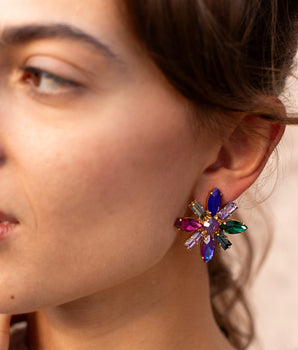 Alice Multicoloured Crystal Clip Earrings