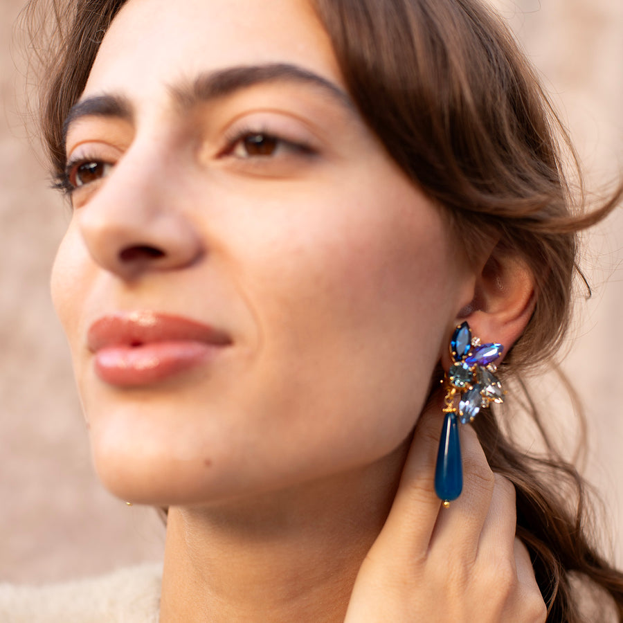 Alice Blue Earrings with Drops