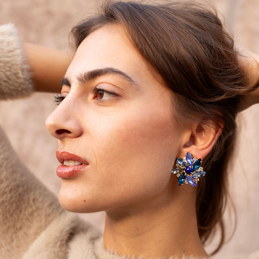 Alice Crystal Rosette Clip Earrings