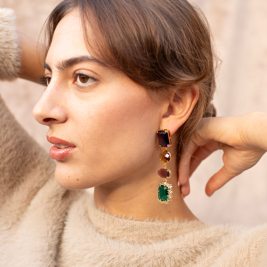 Zaza Dangle Earrings with Crystals
