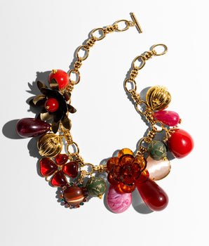 Katerina Psoma short chain necklace with acrylic flowers and various beads