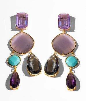Katerina Psoma Memphis Purple Drop Earrings