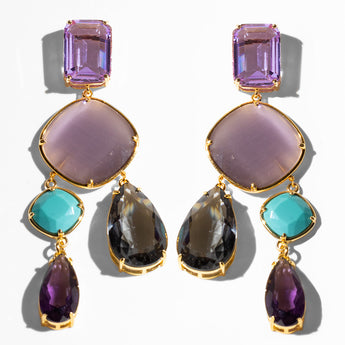 Katerina Psoma Memphis Purple Drop Earrings