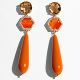 Katerina Psoma Pair of orange drop earrings with gold accents 
