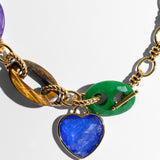 Katerina Psoma Gold plated chain necklace with heart-shaped gemstones 