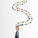 Katerina Psoma Necklace with multicolored beads and a large pendant of labradorite