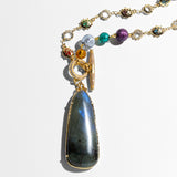 Katerina Psoma Necklace with multicolored beads and a large pendant of labradorite