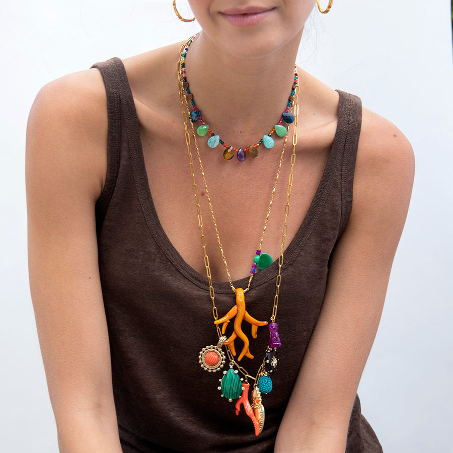 Katerina Psoma Long Necklace with Charms costume jewelry