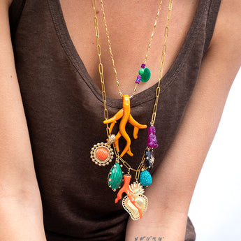 Katerina Psoma Orange Murano Coral Chain Necklace