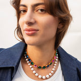Katerina Psoma Luciana Necklace with Colored Crystals gold plated chain