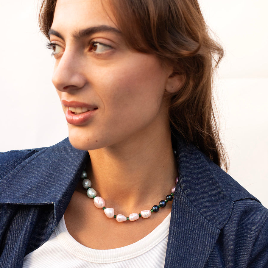 Katerina Psoma Multicolor pearl necklace short
