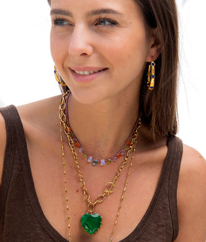 Katerina psoma Small Bamboo Hoops with Lapis Lazuli 925 silver and brass