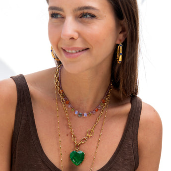 Katerina psoma Small Bamboo Hoops with Lapis Lazuli 925 silver and brass
