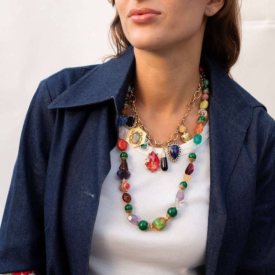 Rosalba Long Necklace with Semiprecious Stones
