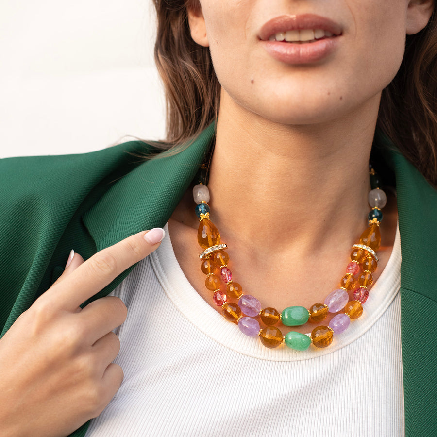 Lilly Necklace with Semiprecious Stones