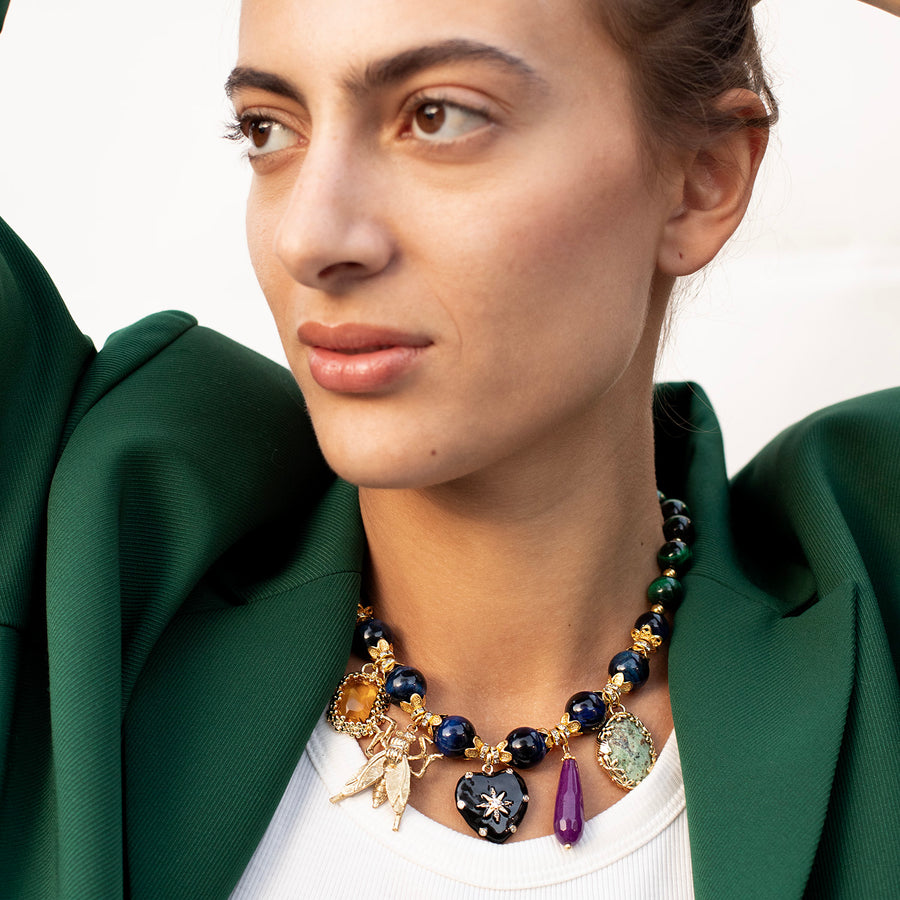 Katerina Psoma Claudia Green Necklace with Charms