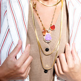 Katerina Psoma Ruby Pendant Necklace with puprle carved agate and other charms