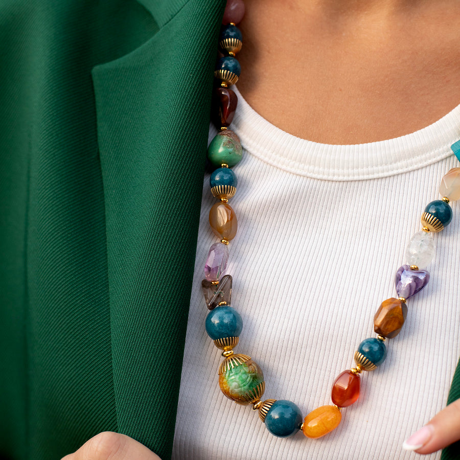 Rosalba Long Necklace with Semiprecious Stones