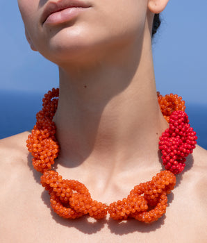 Katerina Psoma Knot Orange Short Necklace