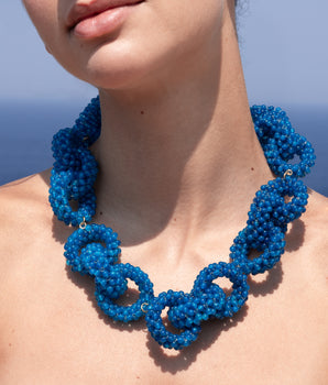 Katerina Psoma Blue Agate Knot Short Necklace