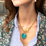 Katerina Psoma Gold chain short necklace with a blue heart charm and arrow pendant