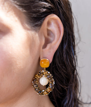 Katerina Psoma Dangle Earrings with Stones