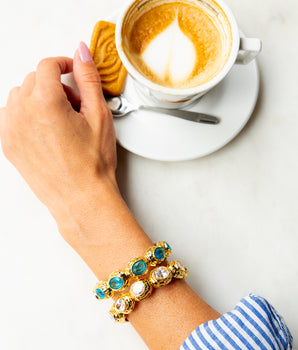 Katerina Psoma Gold bracelet with faceted crystal stones 