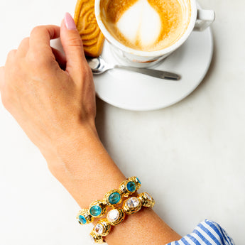 Katerina Psoma Gold bracelet with faceted crystal stones 