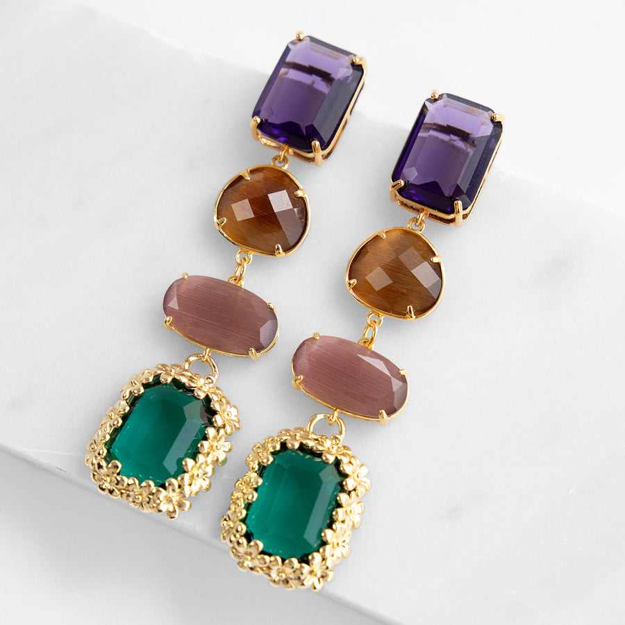 Zaza Dangle Earrings with Crystals