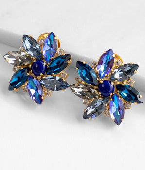 Alice Crystal Rosette Clip Earrings