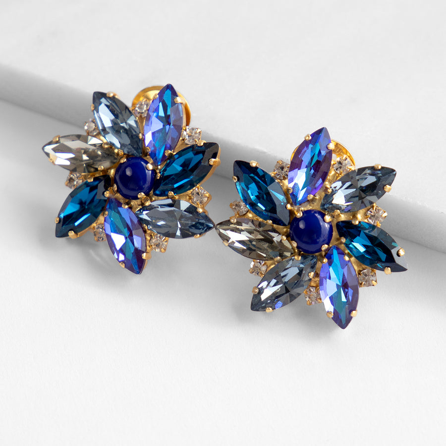 Alice Crystal Rosette Clip Earrings