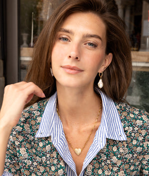 Katerina Psoma Chain short ecklace with a heart adorned with crystals