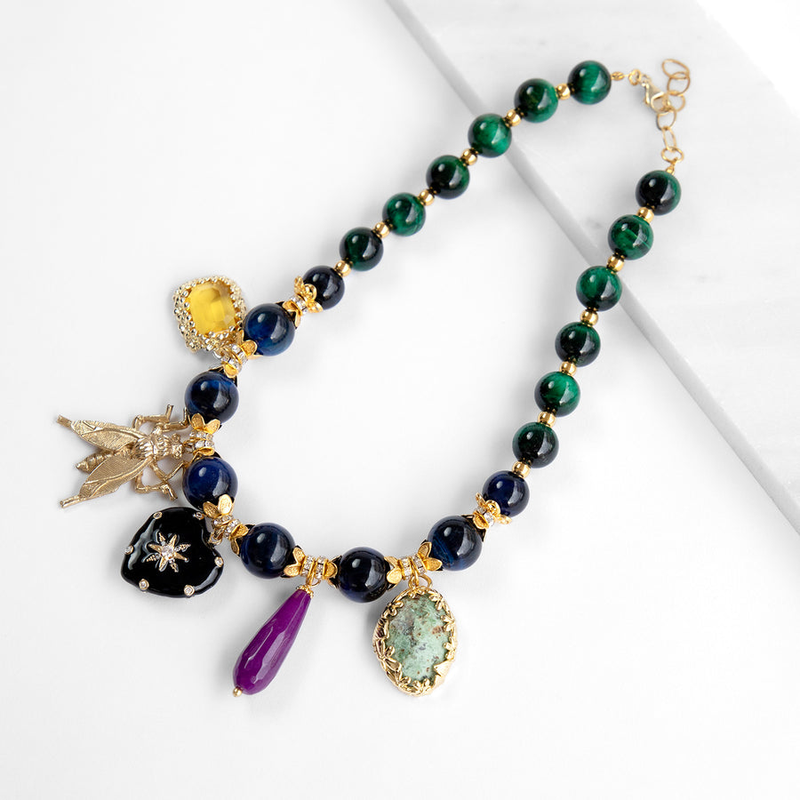 Katerina Psoma Claudia Green Necklace with Charms