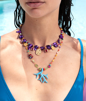 Katerina Psoma Purple Pearl Short Necklace