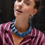 Katerina Psoma Pair of clip earrings with multicolored blue gemstones 