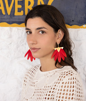 Katerina Psoma Artemis Red Feather Earrings