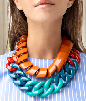 Katerina psoma Colorful chain-style necklace with acrylic links