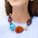 Katerina psoma short necklace with stones, eads and Murano glass